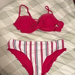 Cupshe Red & White Striped Two-Piece Bikini